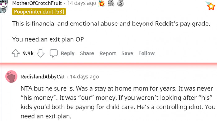 3. He's controlling and you need an exit plan