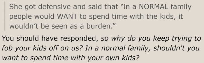 A great response to the sister-in-law