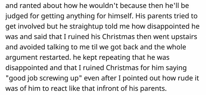 His parents tried to mediate, but OP's husband was having none of it.