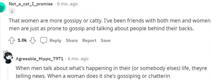 That women are gossips or chatty