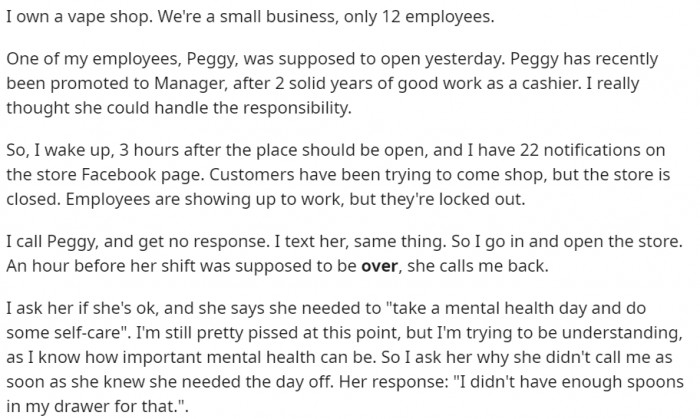 A small business owner had just promoted a cashier, but she messed up big-time on her first day