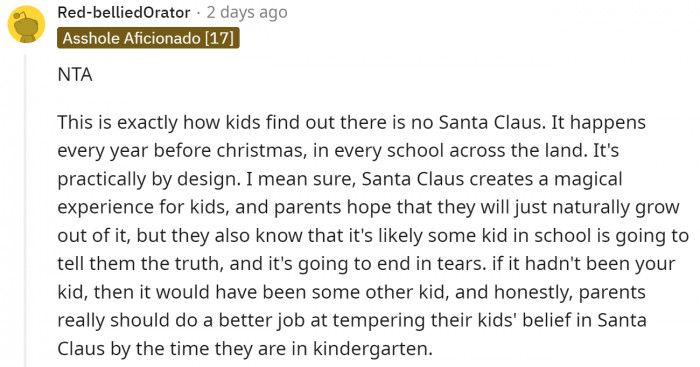 This is exactly how kids find out that Santa Claus is not real.