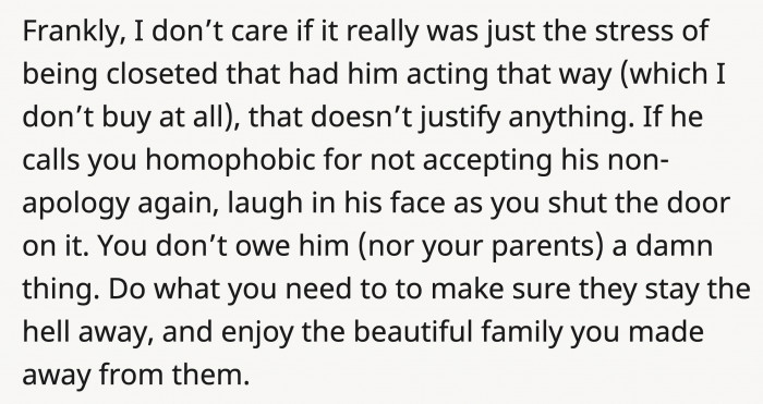 They also advised OP to stay far away from her toxic family.