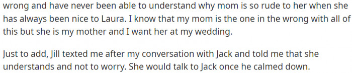 My mom is in the wrong, but...