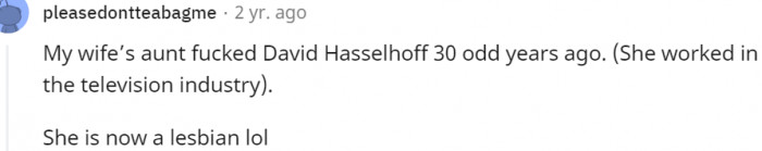 23. My wife's aunt and David Hasselhoff