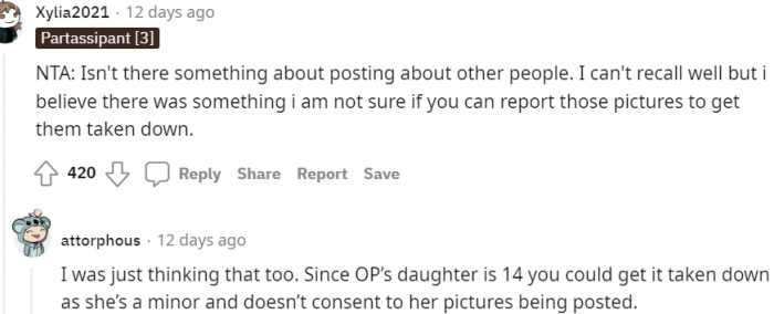 The picture can be taken down since she's a minor