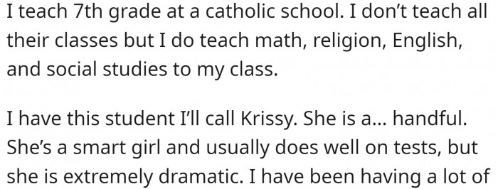 Teacher at a Catholic school vents on Reddit.