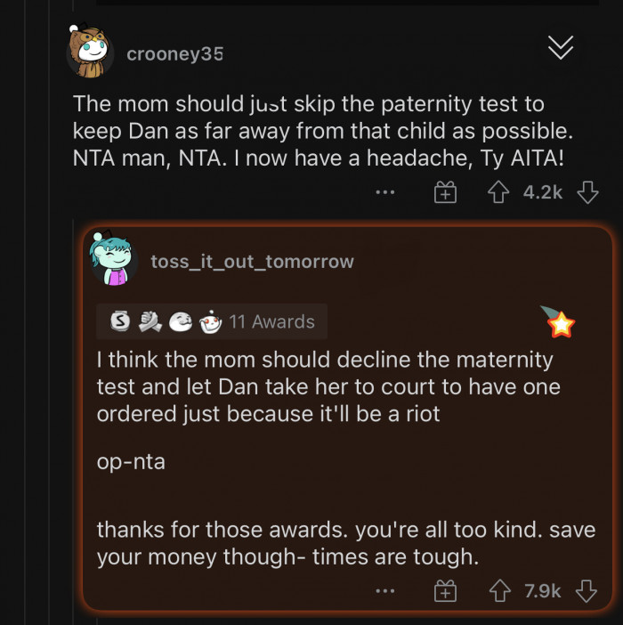 A maternity test ordered to court