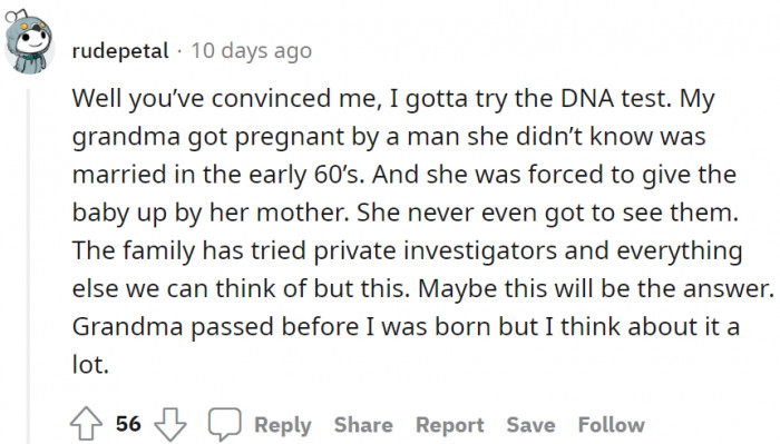 The husband has convinced this person to take the DNA test as well.