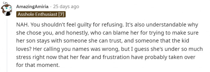 OP shouldn't feel guilty.