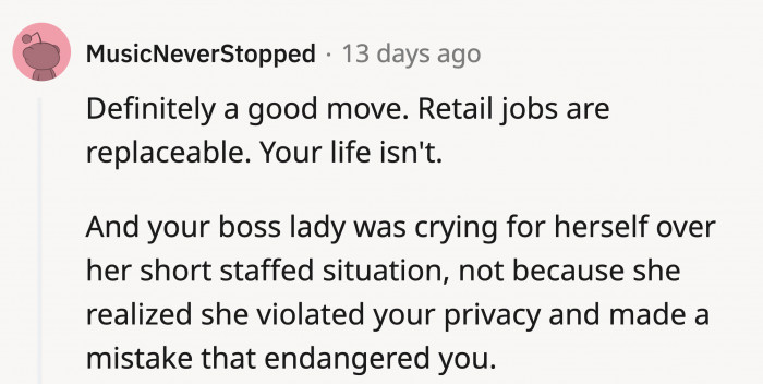 The manager's priorities are seriously messed up