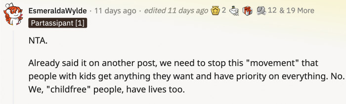 Many parents believe they have some sort of entitlement over those who don’t have children.