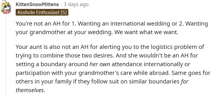 You can't expect people to take care of your grandma.