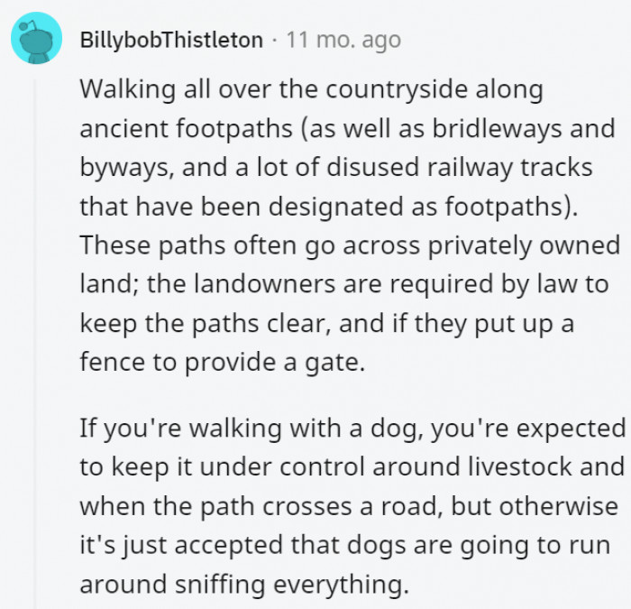 24. Daily walks there would be pretty amazing.