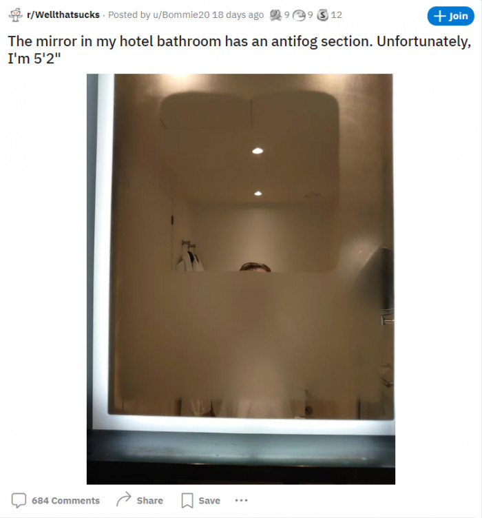 3. The mirror isn't suitable for people of all heights.