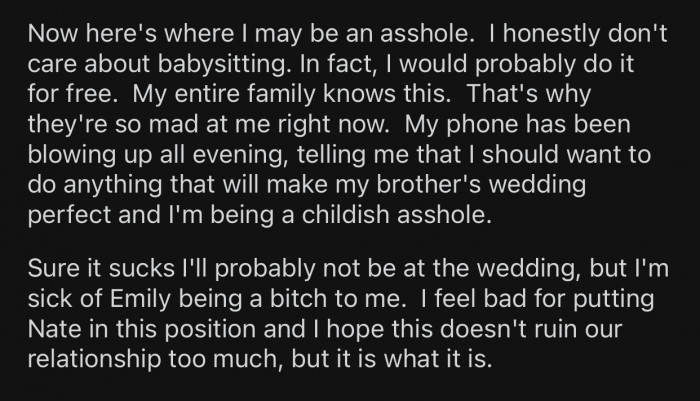 OP's entire family is now upset with her.
