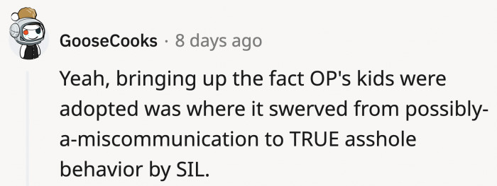 Everything was a possible miscommunication until OP's SIL brought up her issue with the kids.