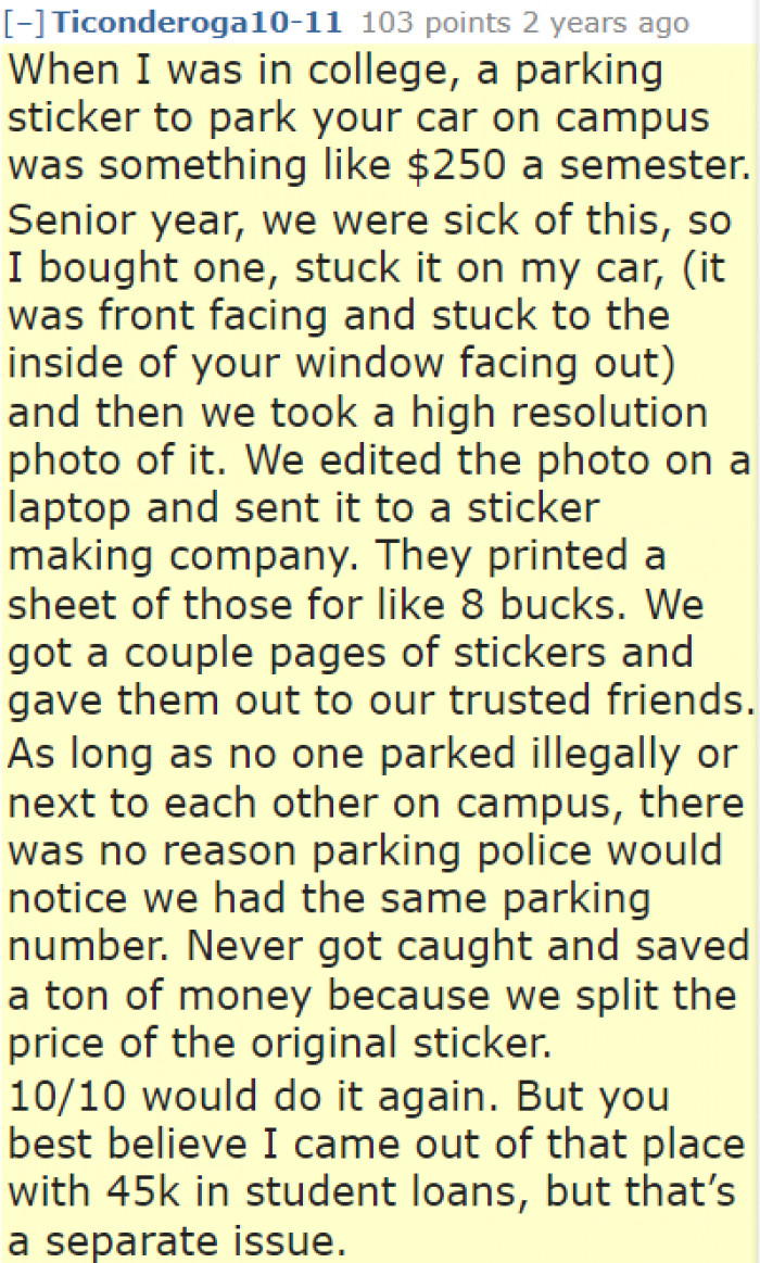 Anything to stop adding to those student loans