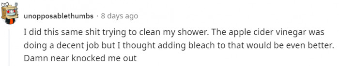 BRB, discarding the bleach.