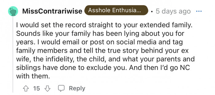 For sure he should tell his extended family the situation.