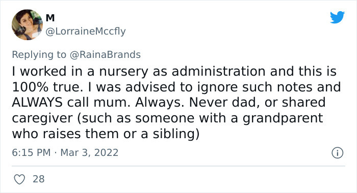 It might even be the caller who is insistent on never contacting the dad; it could be something like this.