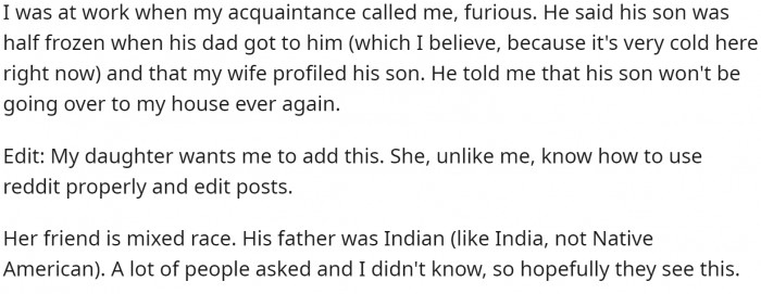 Well, the acquaintance took quite a bold step by not sending their son over again. It was necessary!