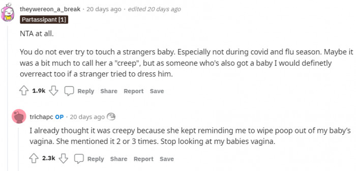 Many people are on the same page about him not being in the wrong, and the woman was definitely out of line.