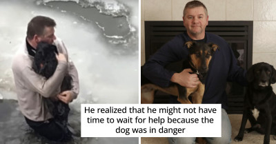 This Brave Man Jumps Into Icy Water To Save A Tiny Dog From Drowning