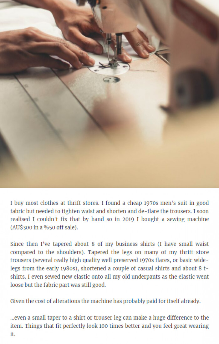 16. A sewing machine always works wonders