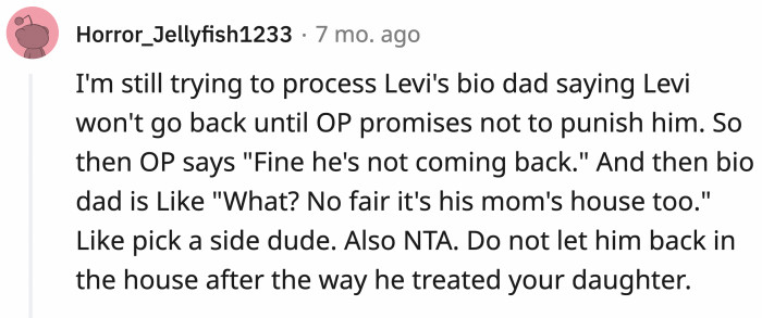 Let's not forget that Susan is the victim here; Levi is not the one in sore need of compassion.