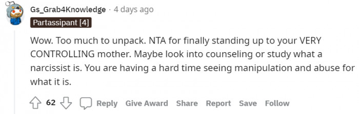 Others think OP was manipulated and abused.