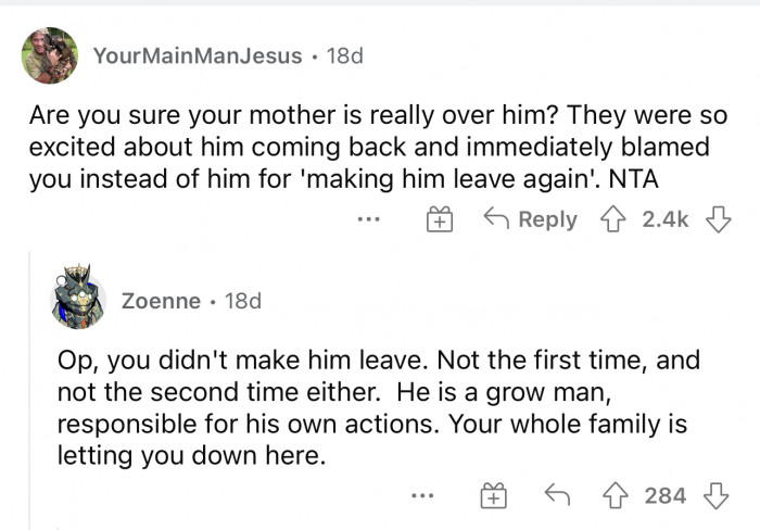 I have to agree with this, suggesting maybe their mom wasn't exactly over him.