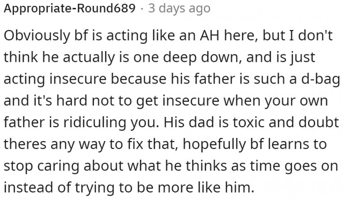 It's really the dad's fault that the boyfriend acted this way.