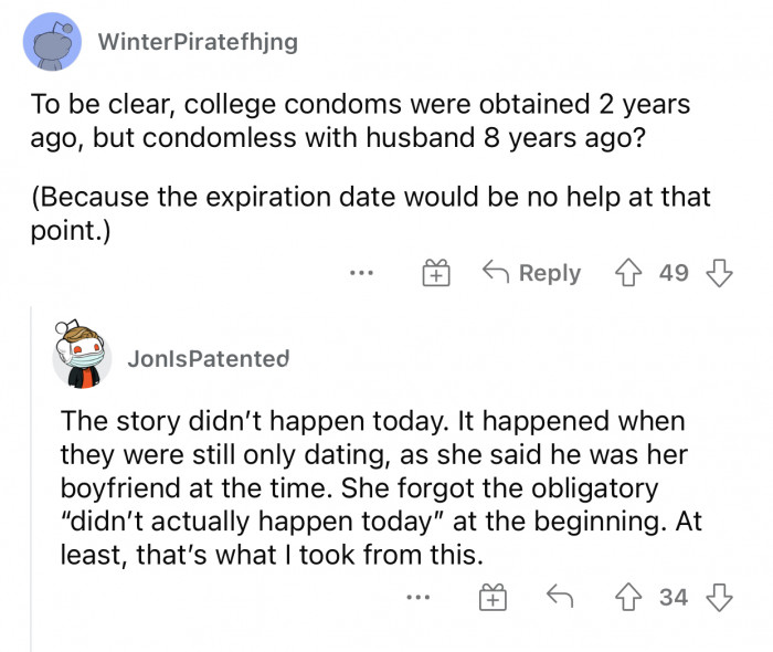 It's probably an old story, and she just forgot to add it in the post.