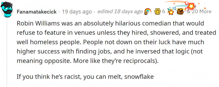 This commenter came to the rescue because of all the comments about Robin Williams, though!