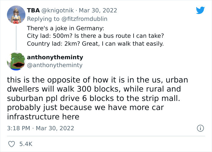 Urban vs suburban people.