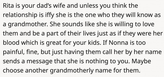 Rita will be the grandmother they know in real life, and that's not a bad thing for the children.