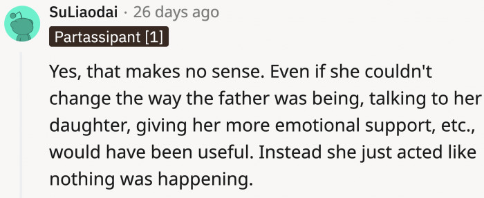 She could AT LEAST have offered her support for Emma instead of dismissing her.
