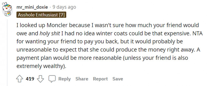 Make a payment plan and get her to pay it in installments.