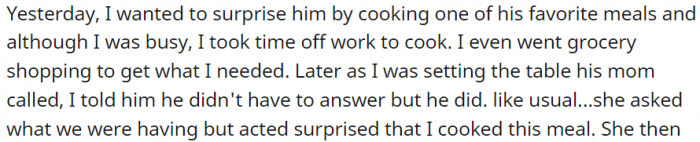 I took time off to cook