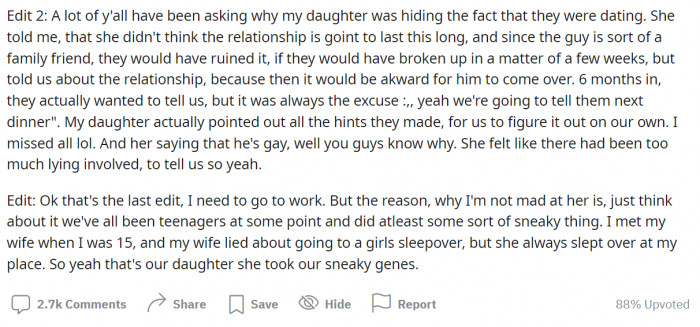 Apparently, his daughter inherited their sneaky genes, so it's all good.