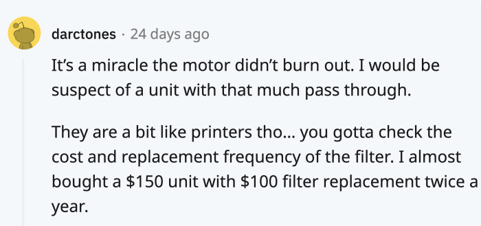 It is surprising that the air purifier lasted five years and never once broke down.