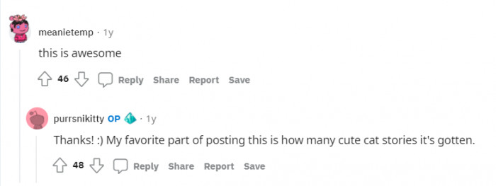 We love the cute cat stories, and so does OP.