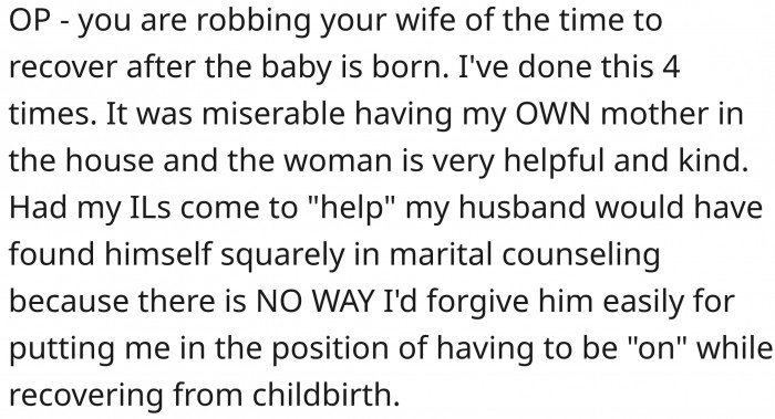 Recovery should be the priority, not what the guests think.