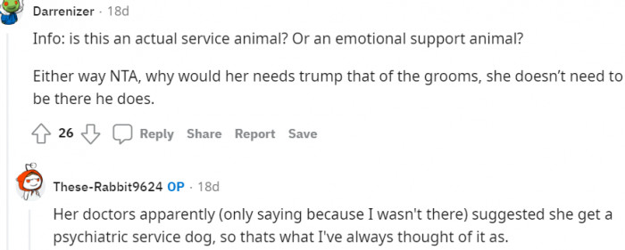 17. An actual service animal or an emotional support animal?