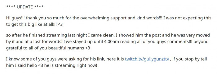 So, eventually, the OP decided to fess up. She showed her husband the Reddit post, and he couldn't believe it!