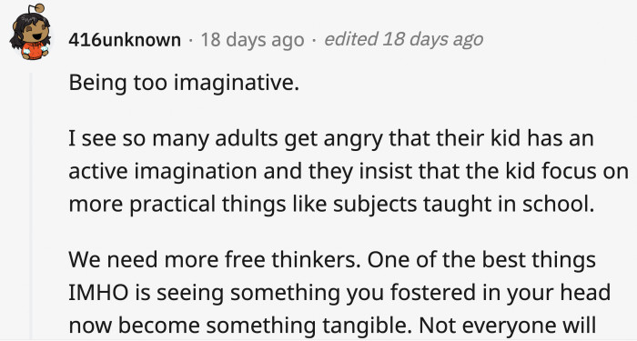 By being imaginative, you can freely think of things beyond the...