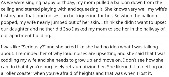 The husband needs to take strict action against his mother if he wishes for his wife's good health.