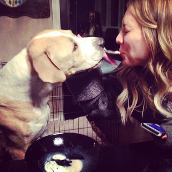 18. Kaley Cuoco and her rescued pit bull, Norman