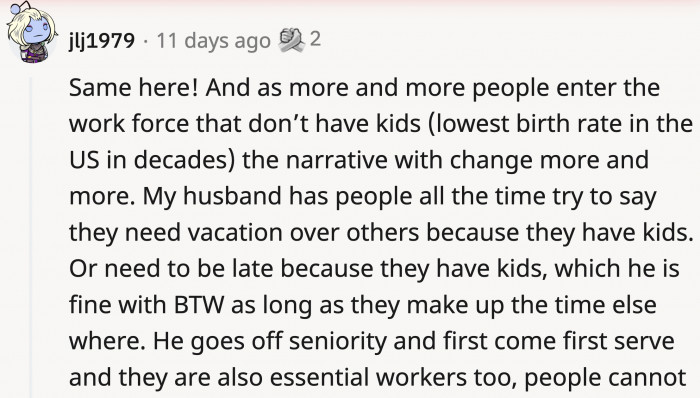 The situation in which child-free employees outnumber parents is possible; there is already a visible shift.